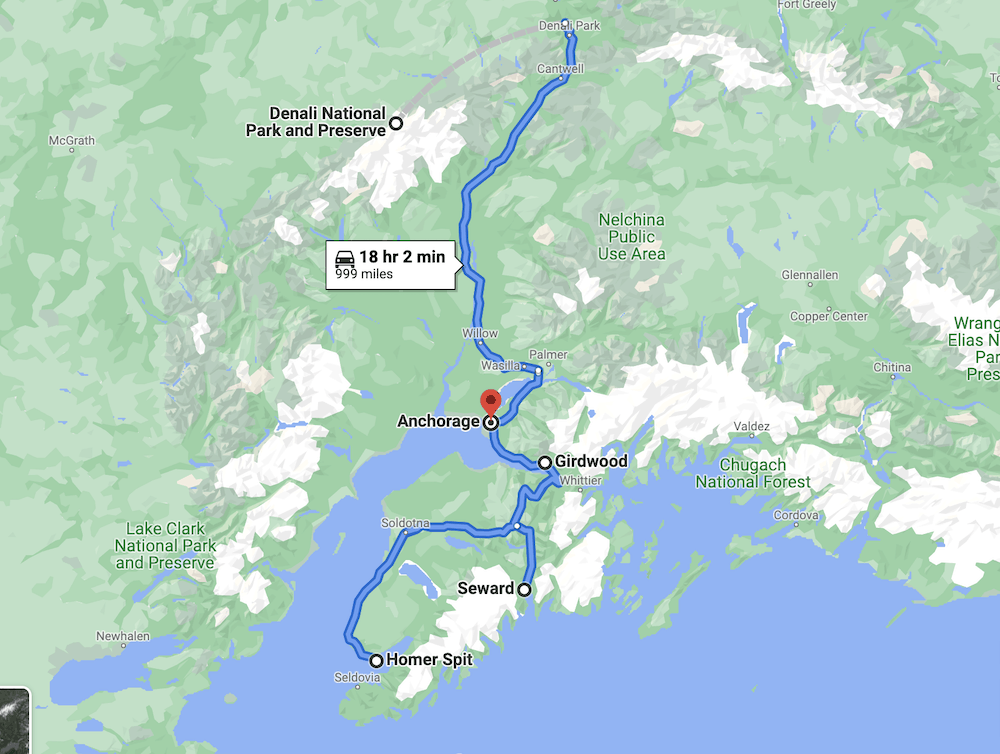 alaska itinerary 10 days map