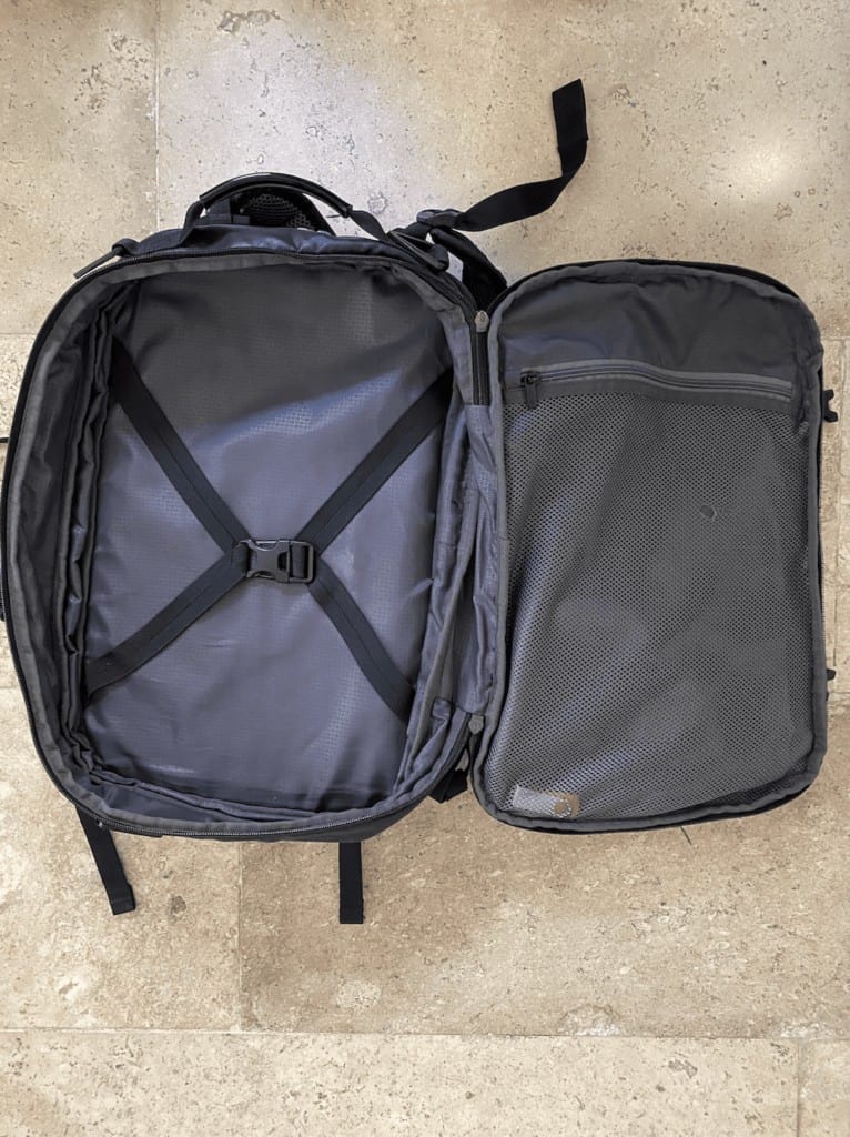 flat lay interior kalibre backpack