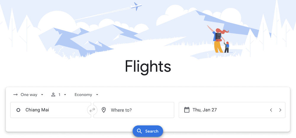 google flights homepage