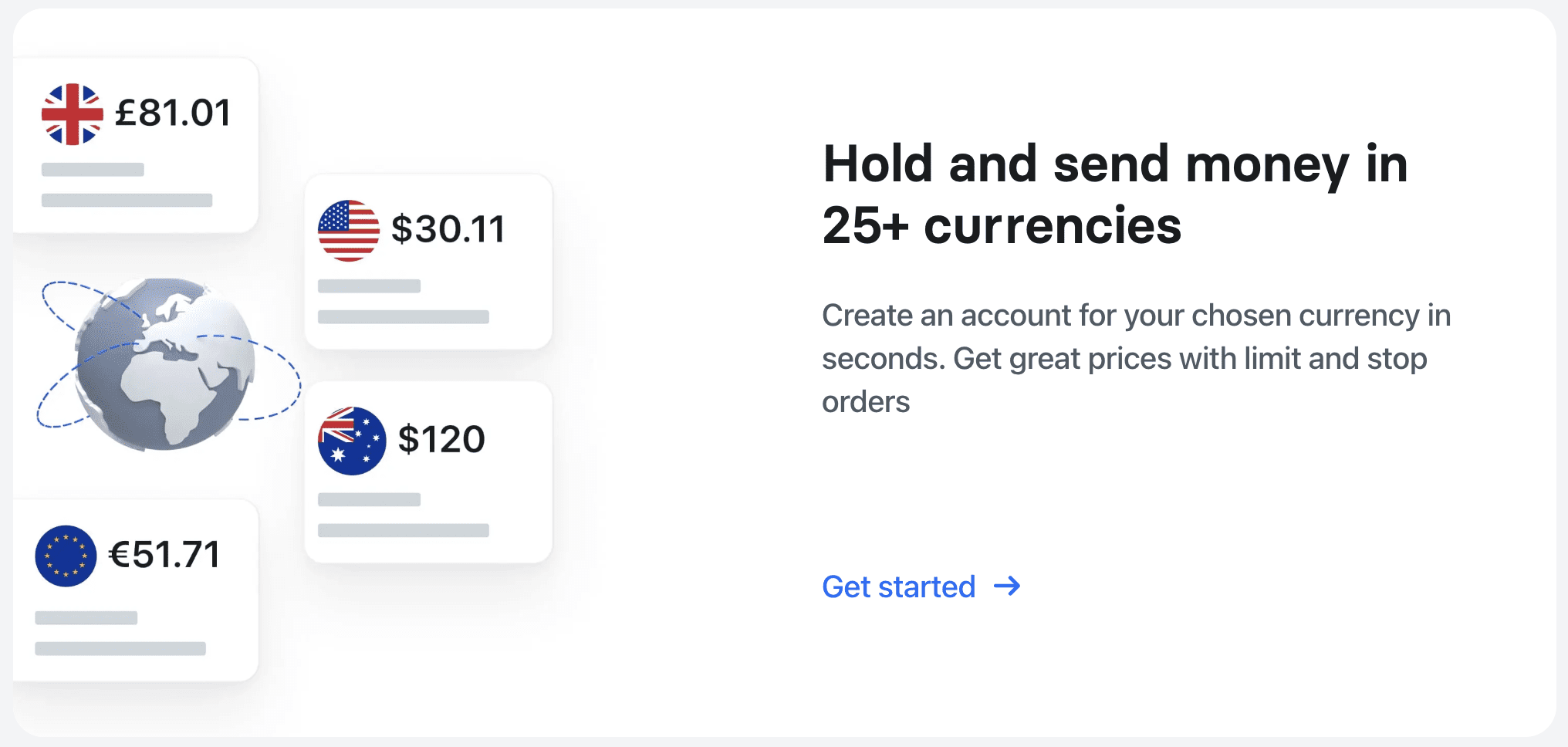 hold and send money in 25 currencies