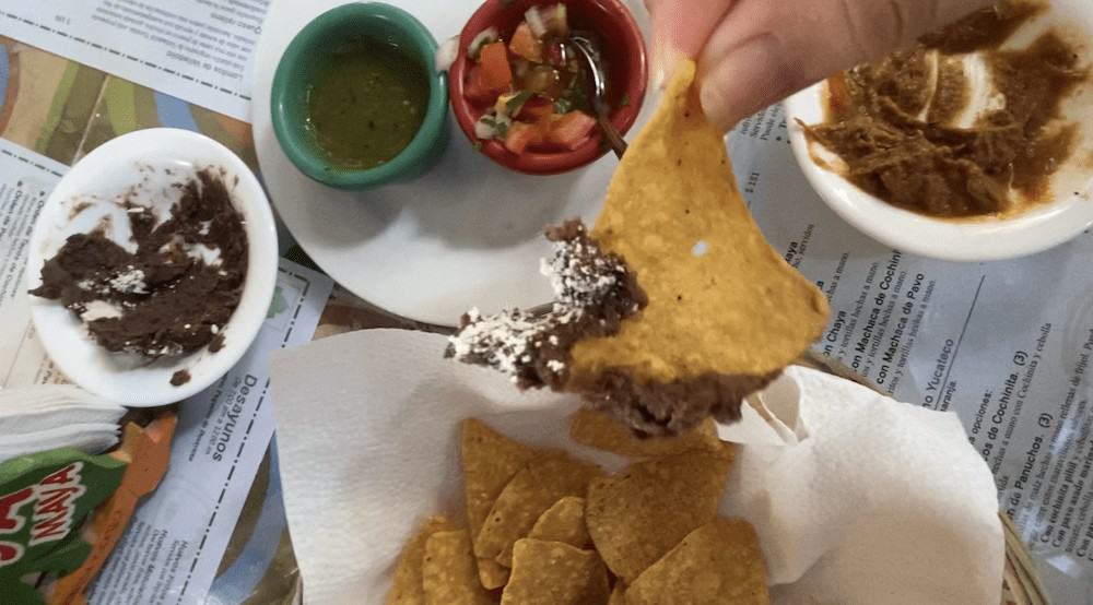 mole and tortilla chips la chaya maya merida