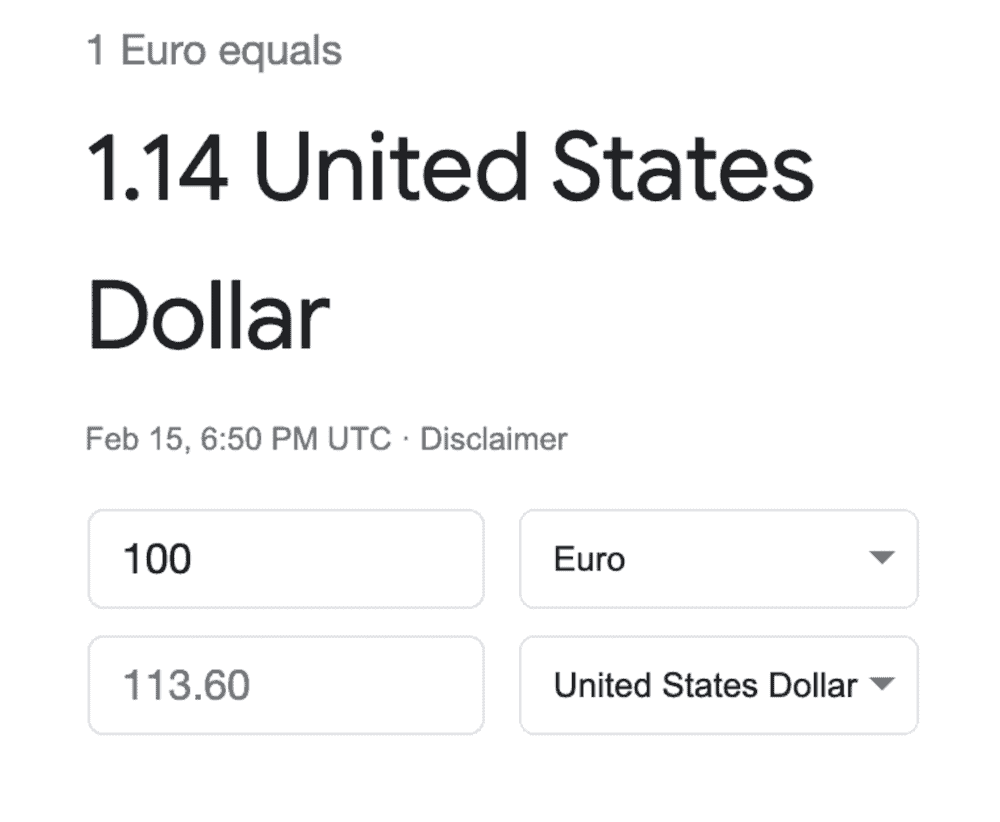 google exchange rate
