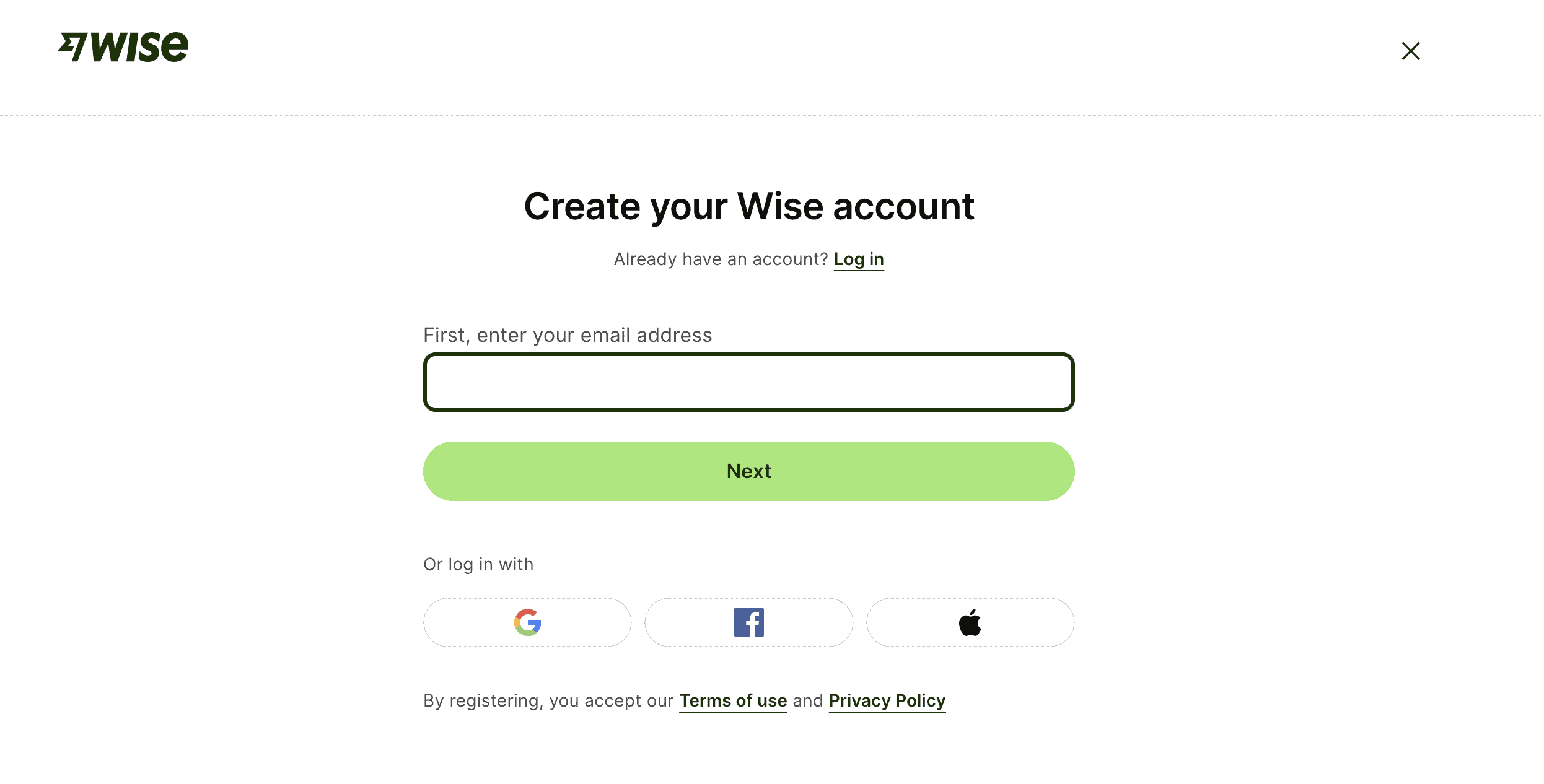 sign up for wise