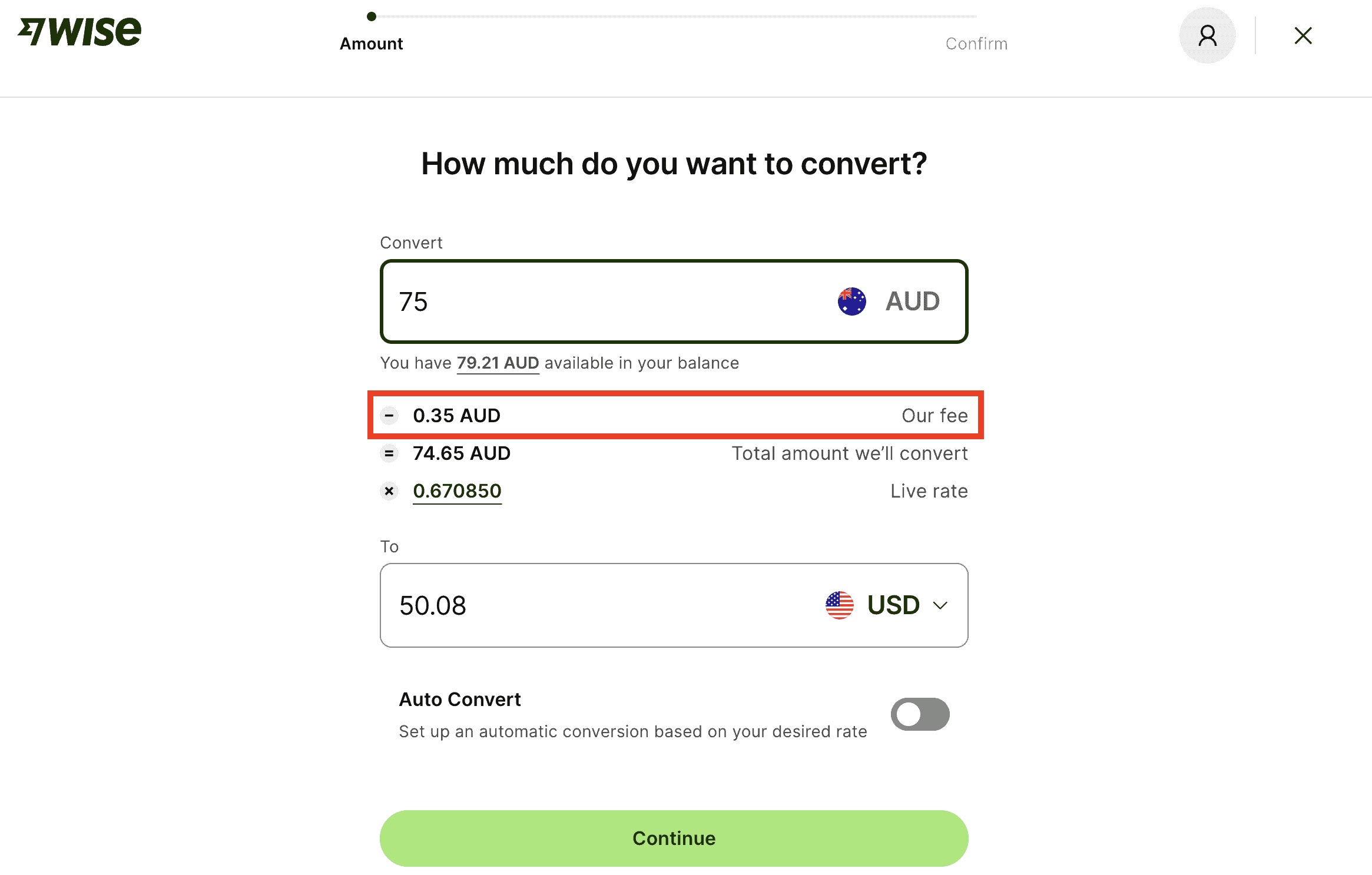 wise conversion fees