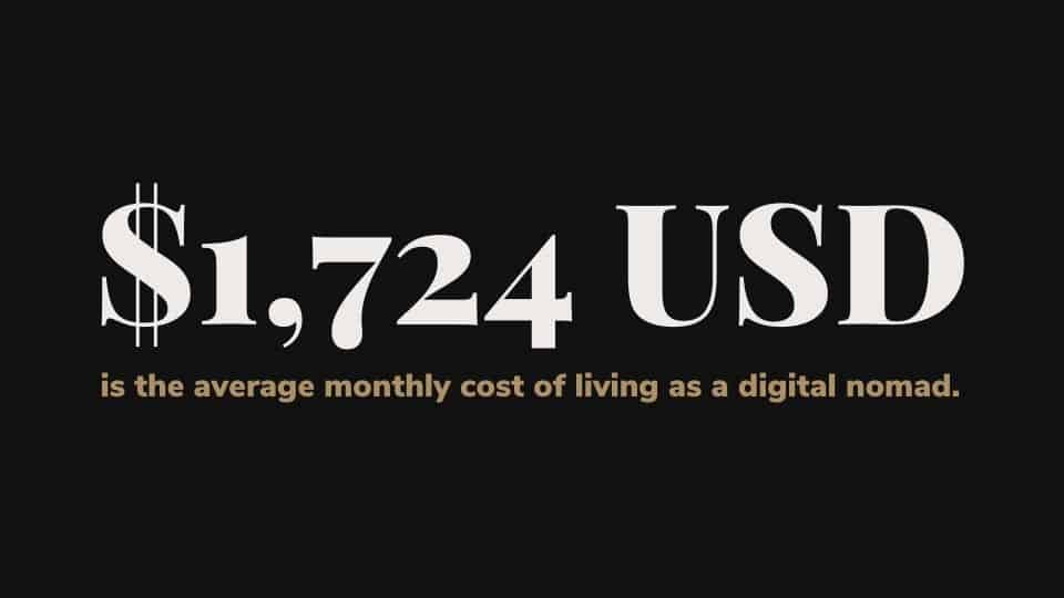 $1724 is the average cost of living as a digital nomad