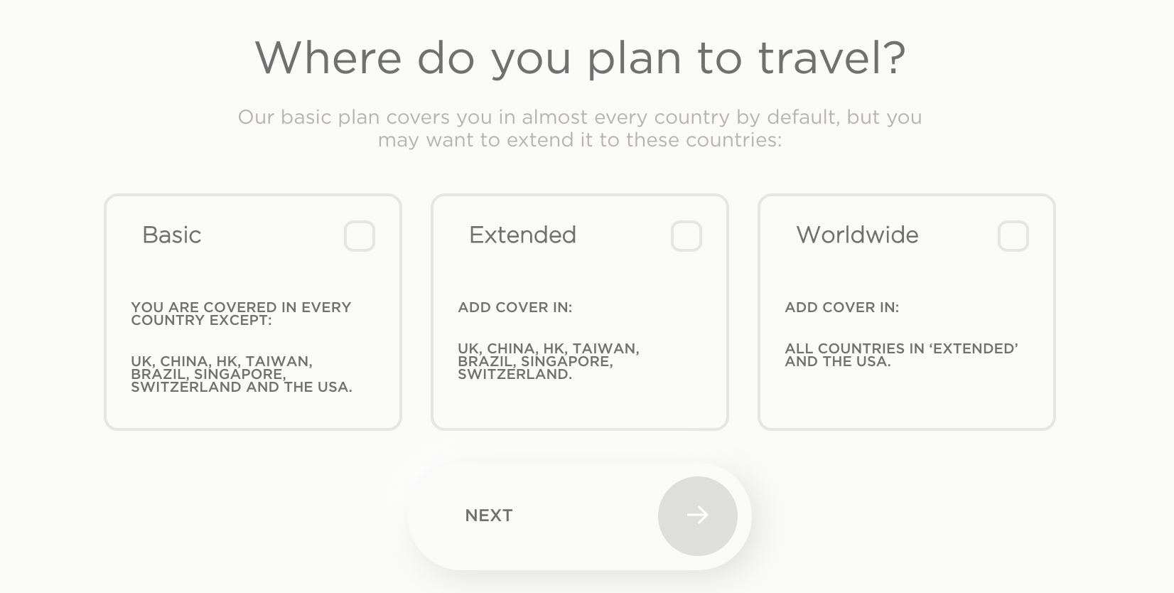 choose your countries for coverage