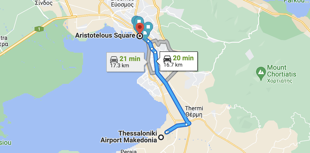 distance from thessaloniki to city