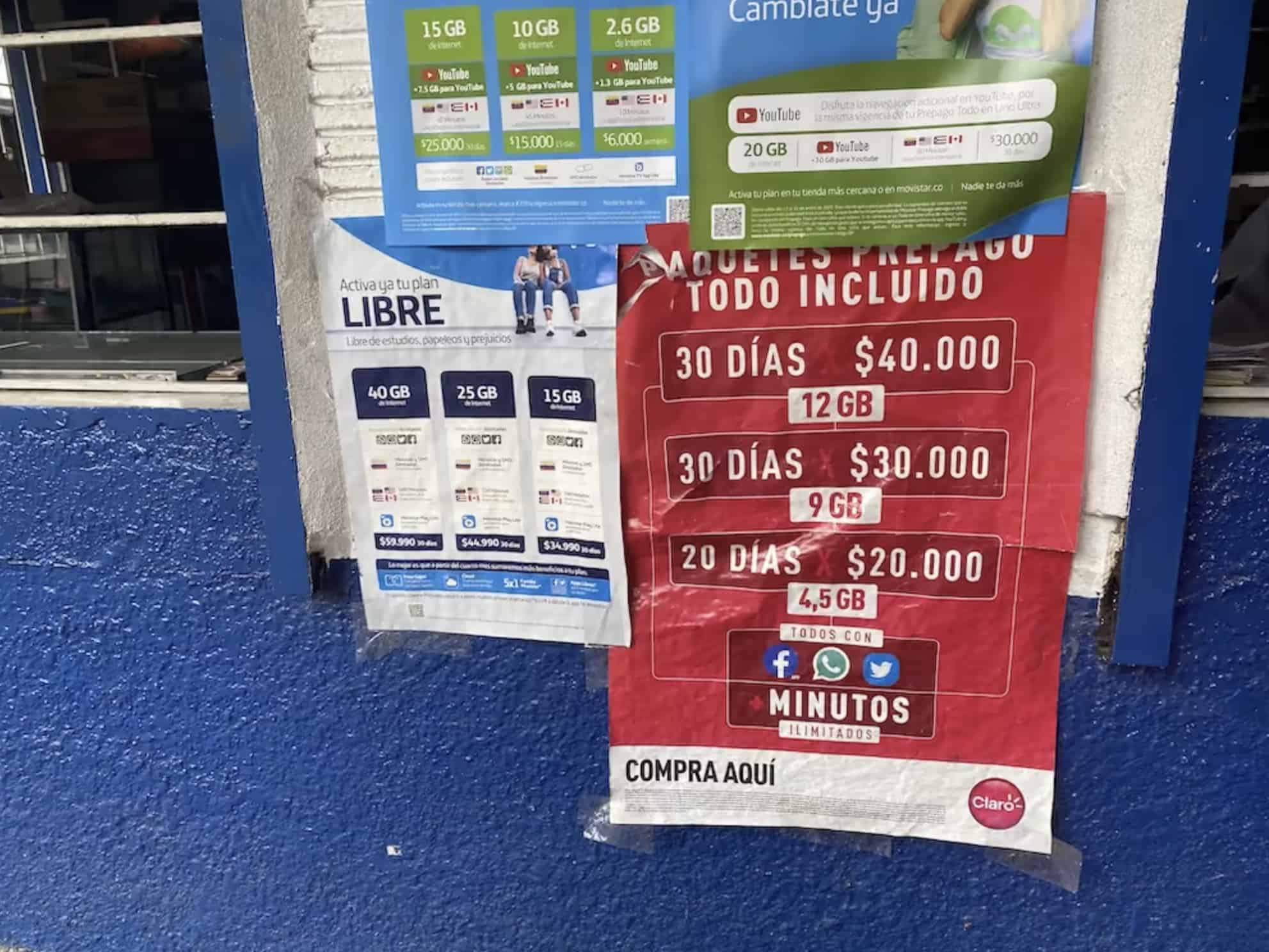 colombian sim card prices