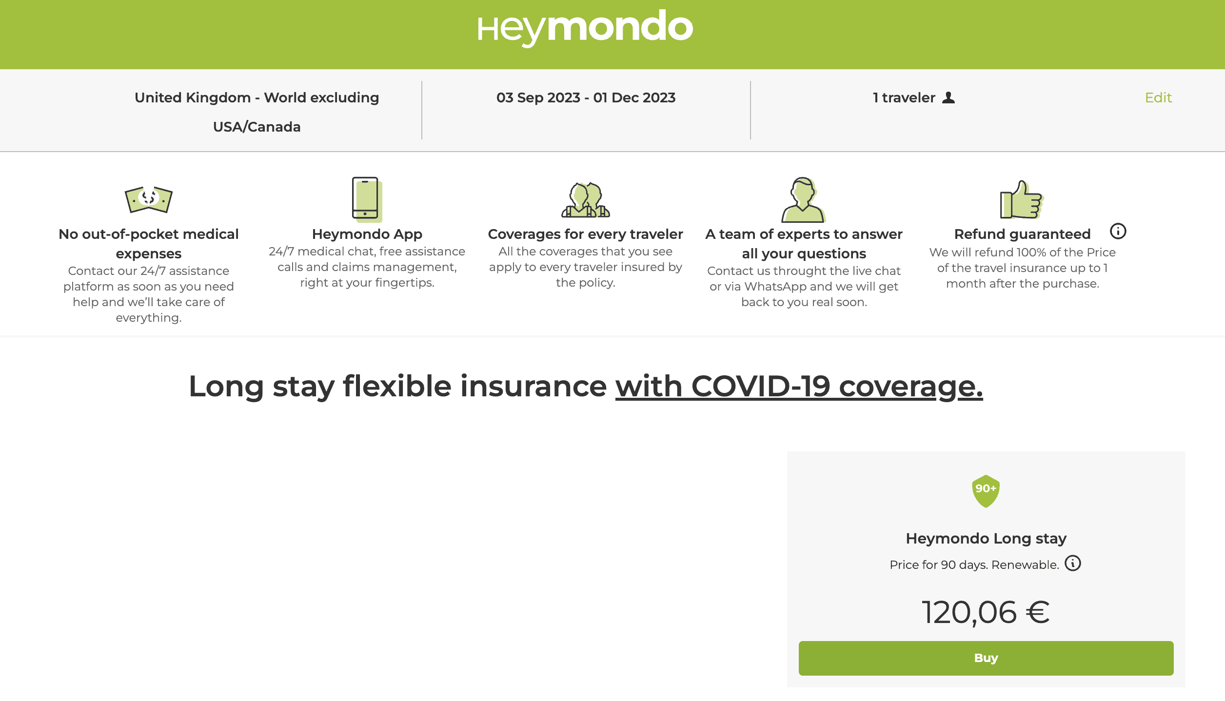 cost of heymondo digital nomad insurance