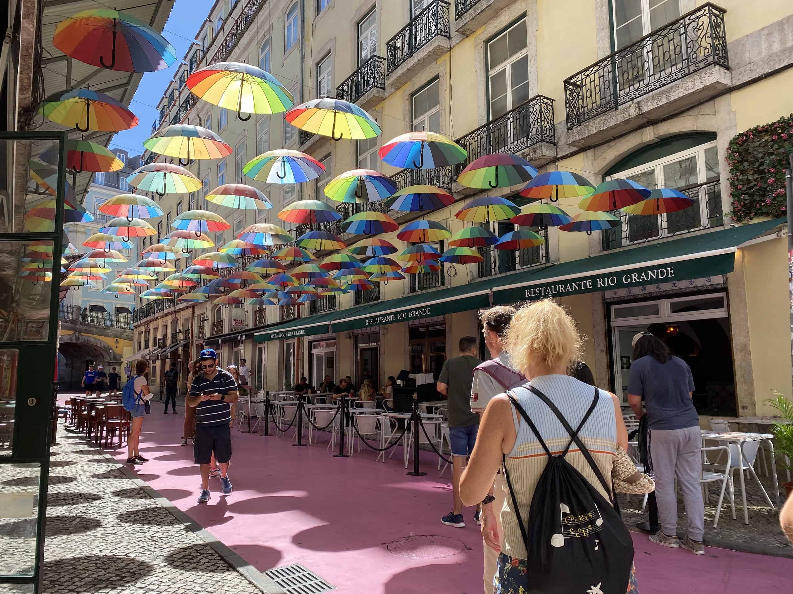 pink street lisbon portugal