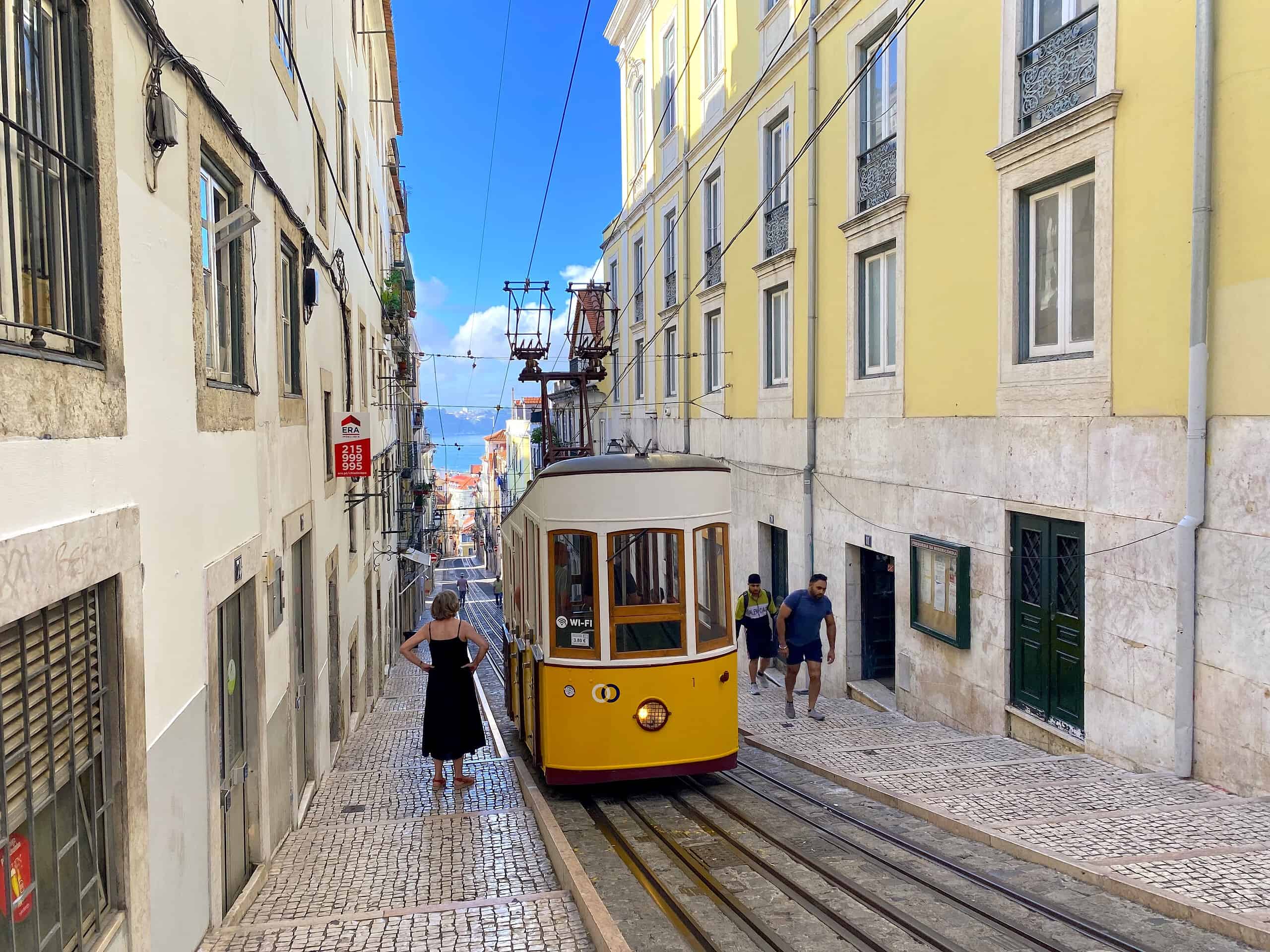 lisbon iconic yellow tram