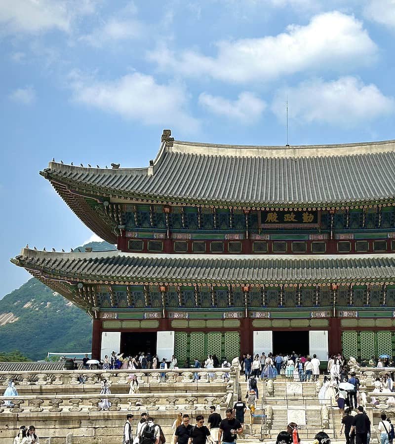 Front View Of Gyeongbokgung Palace In Seoul South Korea