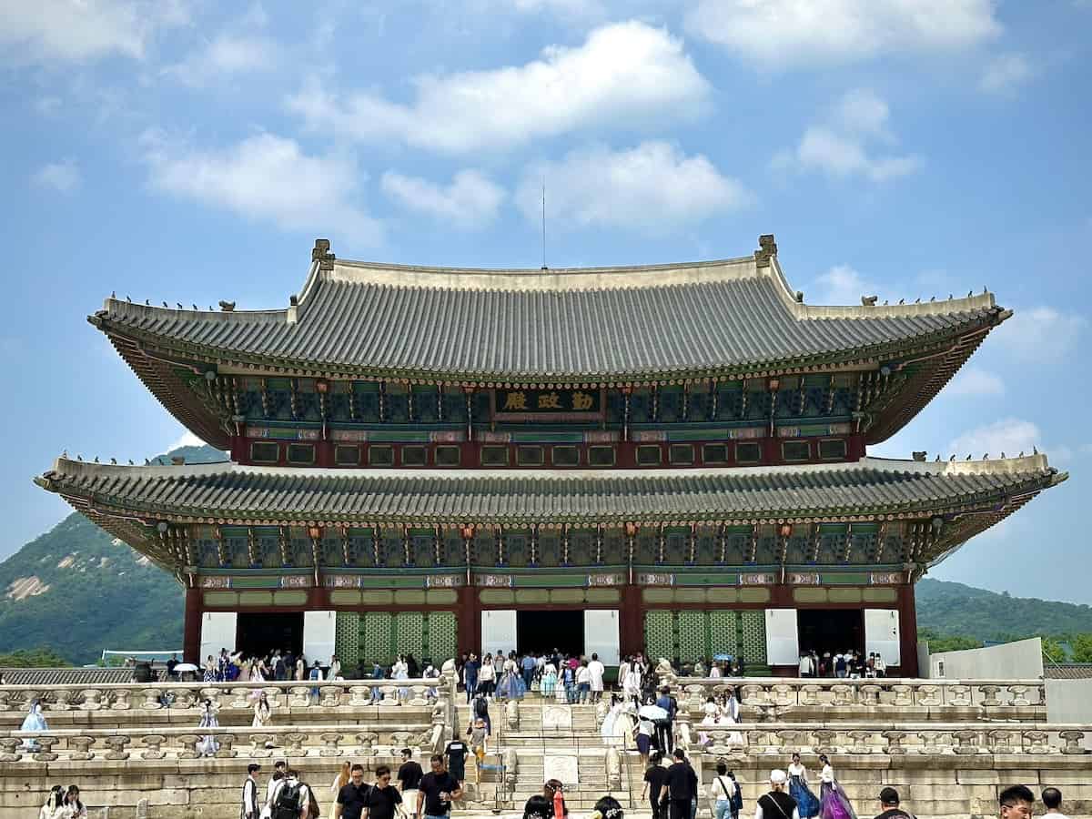 Front View Of Gyeongbokgung Palace In Seoul South Korea